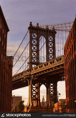 Manhattan Bridge at Brooklyn street New York city US