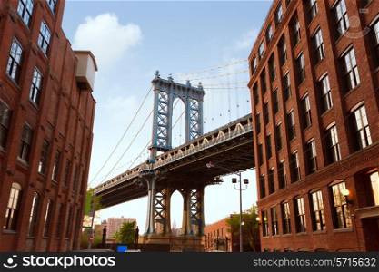 Manhattan Bridge New York NY NYC from Brooklyn USA