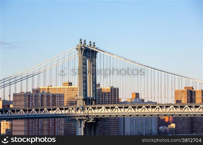 Manhattan Bridge with New York City Skyline