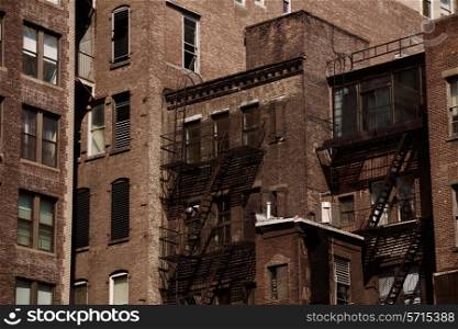 Manhattan New York downtown aged building textures in US