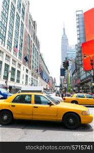 Manhattan New York New York city Yellow cab taxi downtown NYC US