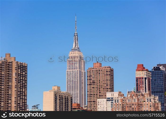 Manhattan New York sunny skyline East River NYC USA