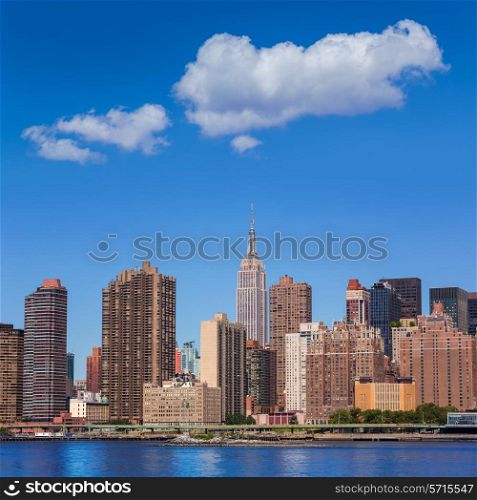 Manhattan New York sunny skyline East River NYC USA