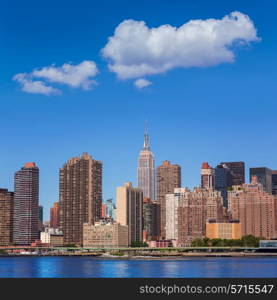 Manhattan New York sunny skyline East River NYC USA