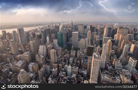 Manhattan skyline during a storm, New York. Manhattan skyline during a storm, New York.