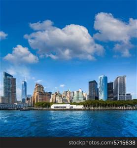 Manhattan skyline New York from East River US USA