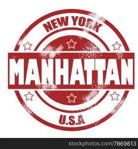 Manhattan Stamp image with hi-res rendered artwork that could be used for any graphic design.. Manhattan Stamp