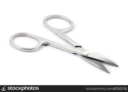 Manicure Scissors Curved Tip Open On A White Background