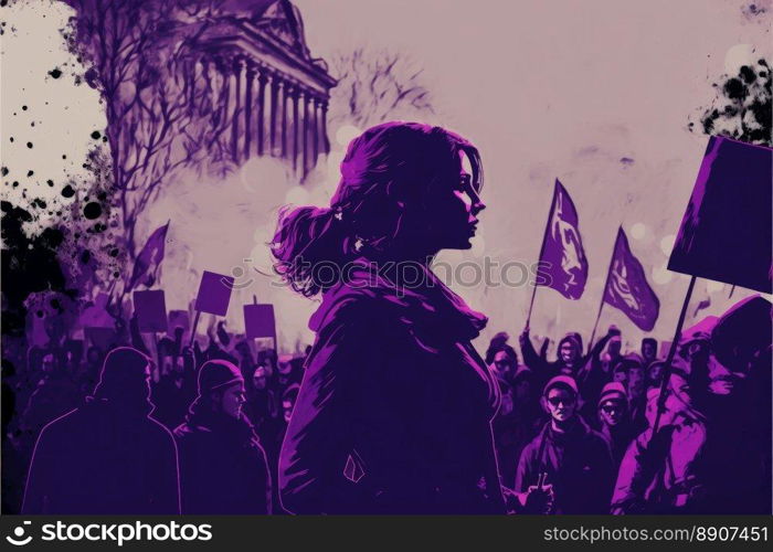 Manifestation on the day of the working woman. Fight for equal rights for women. Generative AI