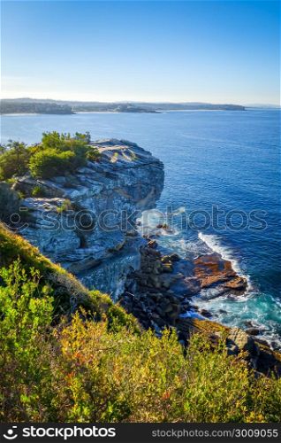 Manly Beach coastal cliffs in Sydney, Australia. Manly Beach coastal cliffs, Sydney, Australia