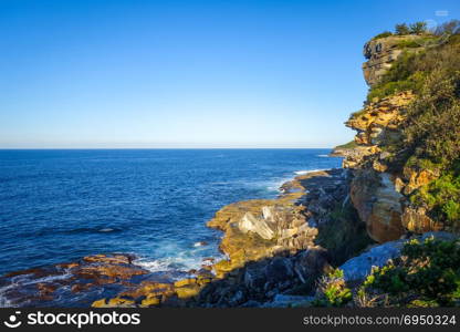 Manly Beach coastal cliffs in Sydney, Australia. Manly Beach coastal cliffs, Sydney, Australia