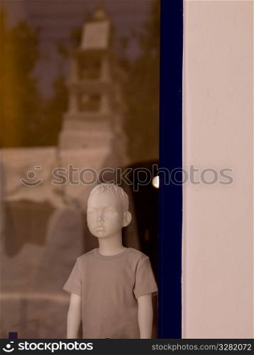 Mannequin in store window in Mykonos Greece