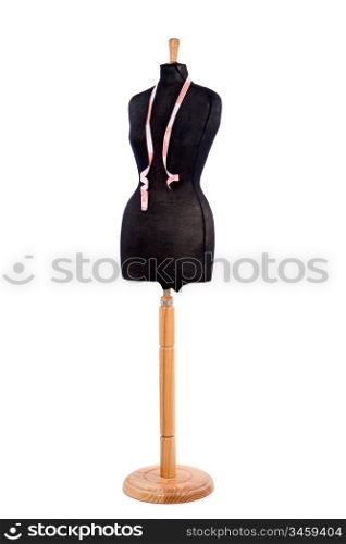 Mannequin with a tape measure a over white background