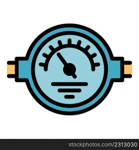 Manometer control icon. Outline manometer control vector icon color flat isolated. Manometer control icon color outline vector