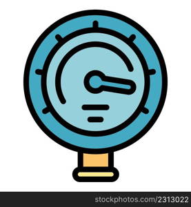 Manometer pressure icon. Outline manometer pressure vector icon color flat isolated. Manometer pressure icon color outline vector