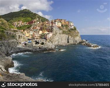 Manorola is one of five famous colorful villages of Cinque Terre in Italy.