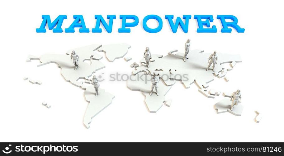 Manpower Global Business Abstract with People Standing on Map. Manpower Global Business