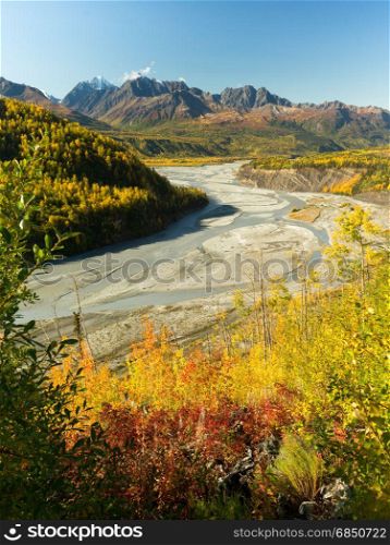 Mantanuska River Chugach Mountain Range Alaska North America