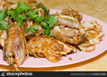 Mantis prawns stir with garlic, Thailand Seafood