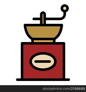 Manual coffee grinder icon. Outline manual coffee grinder vector icon color flat isolated. Manual coffee grinder icon color outline vector