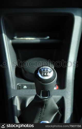 Manual transmission gear shift in a modern small car