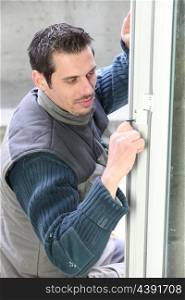 Manual worker fitting door