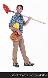Manual worker holding shovel