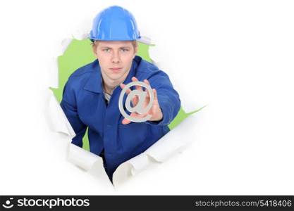 Manual worker with an @ sign