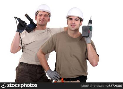 Manual workers with power tools