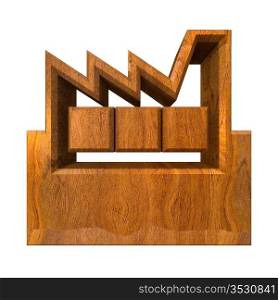 Manufacturer Building Icon on a White Background - 3d made in wood