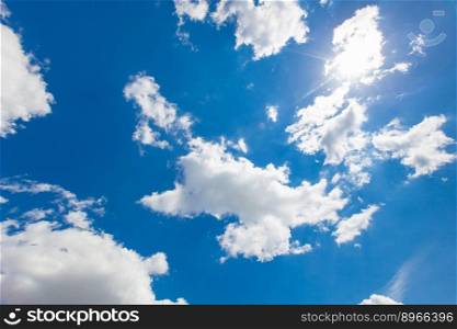 many beautiful clouds in the blue sky