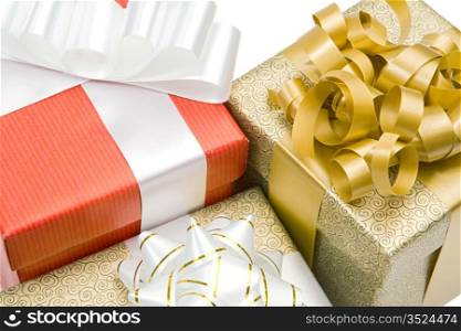 Many beautiful gifts on a over white background