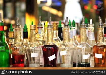 Many bottles of alcohol in a bar