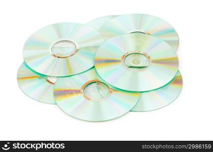 Many CDs isolated on the white background
