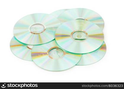 Many CDs isolated on the white background