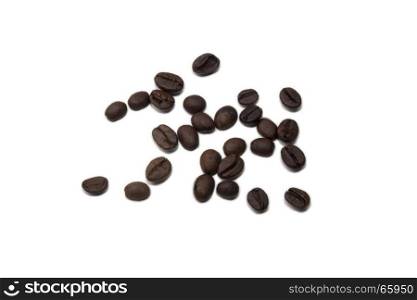 many coffee beans isolated on white background