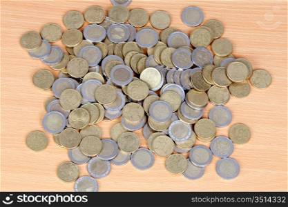 Many coins of fifty cents and two euros