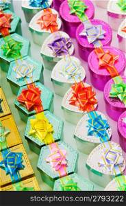 Many colourful gift boxes