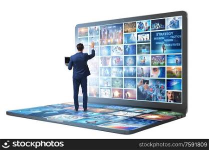 Many different images in the video streaming concept. Many different images in video streaming concept