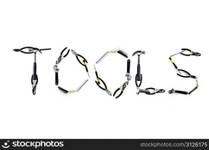 Many different tools on white background