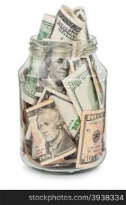 Many dollars in a glass jar
