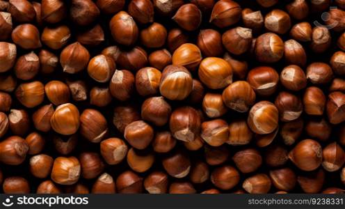 Many dried acorn nuts background. Top view on large group of nuts. Generative AI.. Many dried acorn nuts background. Top view on large group of nuts. Generative AI