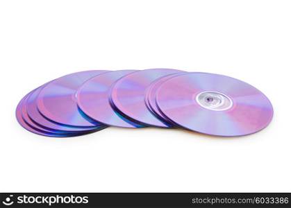 Many DVD&rsquo;s isolated on the white background