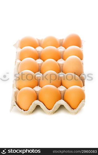 Many eggs isolated on the white background