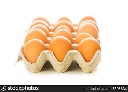 Many eggs isolated on the white background
