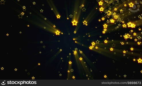 Many flying golden stars in space, computer generated. 3d render of luxury backdrop. Many flying golden stars in space, computer generated. 3d render of luxury background