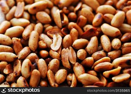 many fried peanut close up