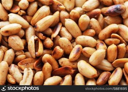 many fried peanut close up