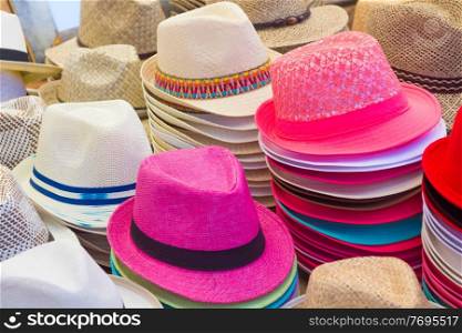 Many Hats of all colors for summer