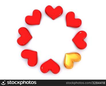 many hearts around. 3d valentine